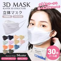 2箱で50円OFFクーポン マスク 3D立体構造 不織布 30枚 血色マスク 不織布マスク 4層構造 立体構造 ホワイト 白 ブラック 黒 2点までゆうパケット送料無料