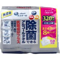 ウェットティッシュ エリエール 除菌できるアルコールタオル 抗菌成分プラスボックス詰め替え 詰替用 40枚×8個パック (K) | Zaiko-R