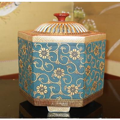 茶道具 香炉 置物 九谷焼 青粒小紋 錦泉作 【公式通販】