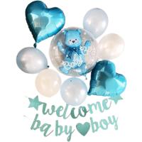 ベビーシャワー バルーン 男の子 妊娠 お祝い プレゼント 飾り シンプル 青 | ゼブランドショップ