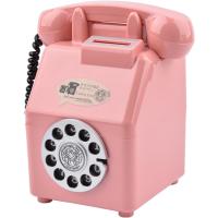 貯金箱 公衆電話型 レトロ アンティーク インテリア雑貨 おもちゃ おもしろ雑貨 ダイヤル式( ピンク) | ゼブランドショップ