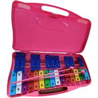 鉄琴 25音 打楽器 音楽 教育用 カラフル スタンド付き 持ち運び便利( ピンク) | ゼブランドショップ