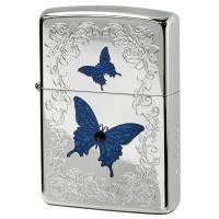 Zippo ジッポライター Blue Butterfly WH ブルー バタフライ White Nickel メール便可 | Zippo専門店フラミンゴ Yahoo!店