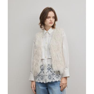 シーニュ cygneのAラインフリンジベスト ホワイト シーニュ cygneのAラインフリンジベスト ホワイト