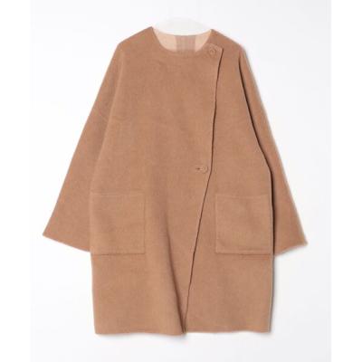 美品ESTNATION エストネーション　ノーカラーロングコート　日本製　ウール ESTNATION（エストネーション） ノーカラーコート 36 ブラック