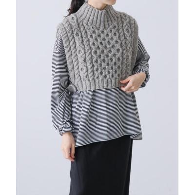 新品タグ付/かぐれ★今春ニットベスト FREEサイズ グレー系 free!（かぐれ／レディースベスト、ジレ）（性別：レディース