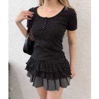 tシャツ ヘムフリルドット半袖トップス レディース | ZOZOTOWN Yahoo!店