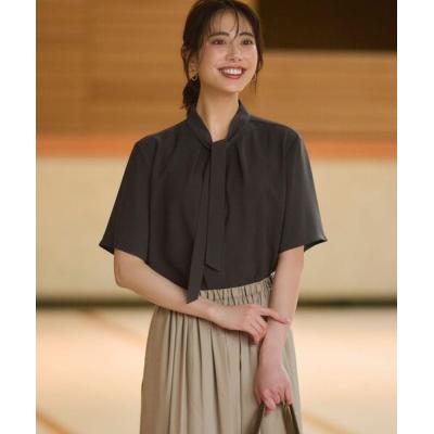 美品】ADORE クリアジョーゼットブラウス 短丈 バルーン袖 カーキ 38