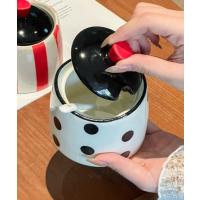 食器 ドット柄フタ付シュガーポット