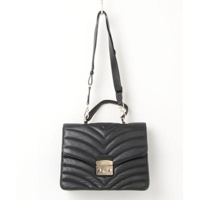 極美品】FURLA 2way ハンドバッグ ショルダーバッグ レザー ブラック 
