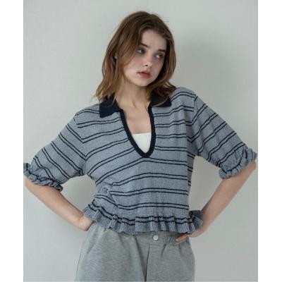 frill v neck knit topsの商品一覧 通販 - Yahoo!ショッピング