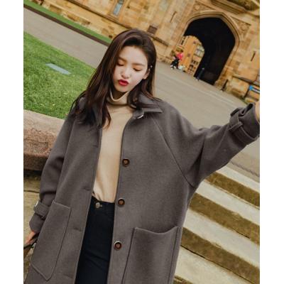 ベージュ ロングコート サイドスリット and it_】サイドスリットロングノーカラーコート 【メール便対応