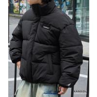 ダウンジャケット ダウン KANGOL/カンゴール 別注 ビッグシルエット ラバーネーム/ロゴ刺繍 ハイネック ボリュームスリーブ中綿ジャケット