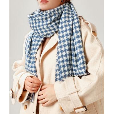 【美品】45R 千鳥格子 チェック マフラー ストール ピンク 美品】45R 千鳥格子 チェック マフラー ストール ピンク