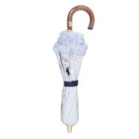 折りたたみ傘 遮光 晴雨兼用折りたたみ日傘　”ストライプフリル” レディース