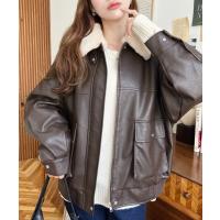 ブルゾン アウター 「累計販売枚数5万枚突破！」ファーティペット付き（取り外し可能）フェイクレザーブルゾン レディース