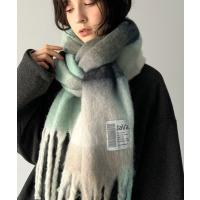 マフラー ストール 大判・ふわふわ チェック柄 ボリュームマフラー／フェイクウールストール「JaVaジャバ コラボ」 レディース