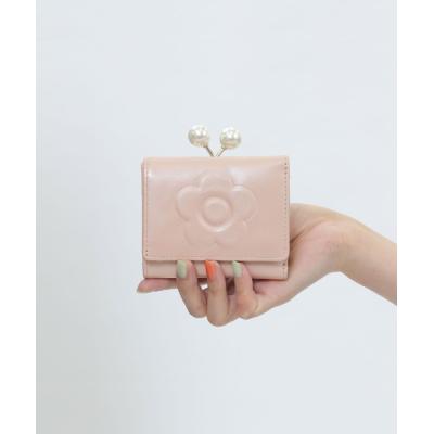 MARY QUANT 三つ折り財布 ピンク　花柄エンボス org.jpg
