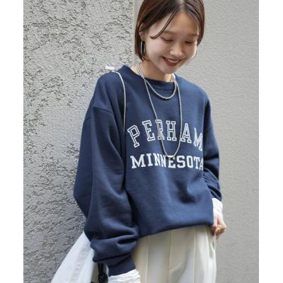 正規品♡裏毛プルオーバー♡ネイビー　スウェット　ロゴ オーバーロゴスウェット / 裏起毛 刺繍 トレーナー オーバー