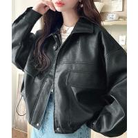 ブルゾン アウター 「累計販売枚数2万枚突破！」2WAYカラーショート丈フェイクレザーブルゾン レディース