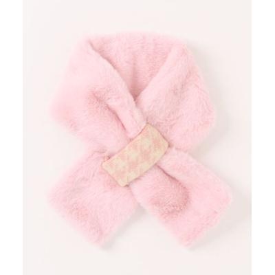 【美品】45R 千鳥格子 チェック マフラー ストール ピンク 美品】45R 千鳥格子 チェック マフラー ストール ピンク