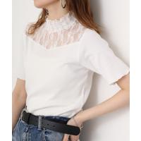 tシャツ Tシャツ レディース レース使いハイネック半袖Tシャツ | ZOZOTOWN Yahoo!店