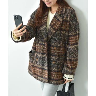 新品未使用　ステンカラーブークレツイードミドルコート セール】ステンカラーブークレツイードミドルコート（その他