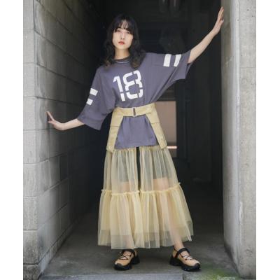 KBF ケービーエフ　ボリュームチュールsetスカート　ベージュxグレー　新品 KBF（ケイビーエフ）の「ボリュームチュールスカート（スカート