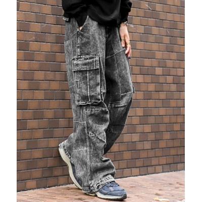 パッチワークデニム メンズ（メンズファッション）（パンツシルエット  