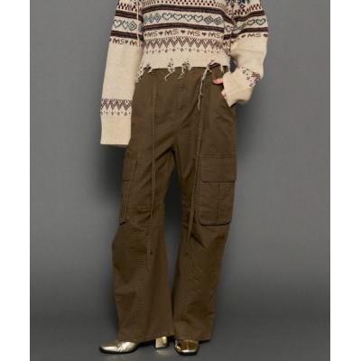 メゾンスペシャルジップ付きサテン系ブラックカーゴワイドパンツ☆36 MAISON SPECIAL カーゴパンツ Zip Design Satin Cargo Pants