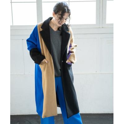 オズモーシス　コート オズモーシス OSMOSIS 青と黒のバイカラー ダブルブレスト