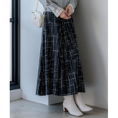 【美品】バーニーズニューヨーク　洗える　プリントギャザーフレアスカート　軽量 美品】バーニーズニューヨーク 洗える プリントギャザーフレア