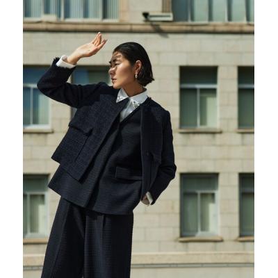 Ballsey ネイビー 透かし模様 コート バルカラーコート（Ballsey／レディースコート、ジャケット
