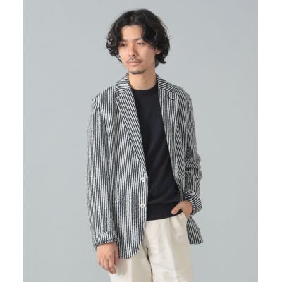 CIRCOLO 1901 ネイビー ストライプ テーラードジャケット CIRCOLO1901 チルコロ1901 メンズ ストレッチ 麻ジャケット 麻混