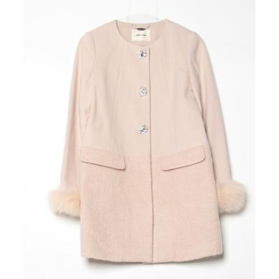 美品　レッセパッセ　ノーカラー切替刺繍コート LAISSE PASSE ノーカラーコート