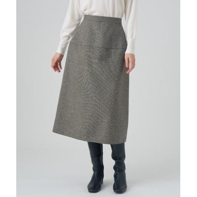 ホームスパン超美品 ダークグレー フレアスカート homspun ホームスパン 水玉プリントラップフレアスカート