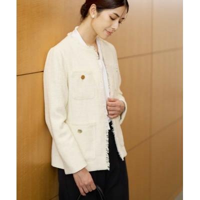 ツイードジャケット ノーカラー（サイズ（S/M/L）：～SS(XS)）の