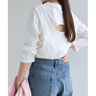 バックオープン tシャツ（レディースTシャツ、カットソー）｜トップス