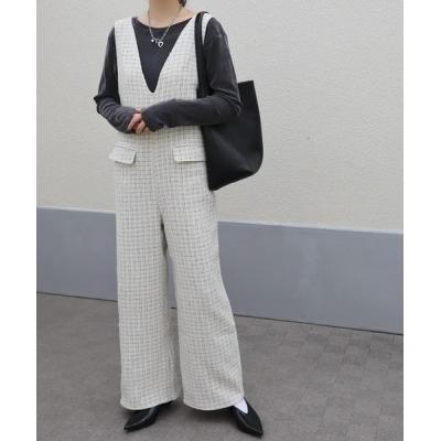 お得セール】Heveライトグレー ノースリーブ Vネック オールインワン