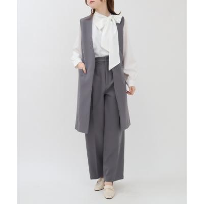 TRUDEA ドルディア スカートスーツ上下セット サイズ11(L) グレー TRUDEA スーツ (防シワ)(ウォッシャブル)素材 TRチェック