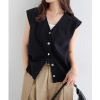 ベスト ジレ 金ボタンノースリーブニットトップス レディース | ZOZOTOWN Yahoo!店