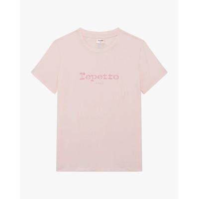 repetto ホワイト Tシャツ Mサイズ リボン付き フロントモチーフテレコTシャツ(80~130cm)(80cm ピンク(リボン