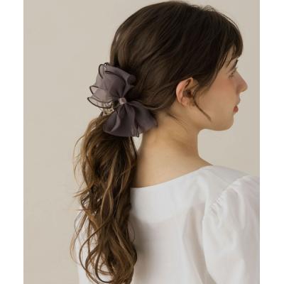 ヘアクリップ シフォン ベージュ 大きめ ヘアアクセ ヘアクリップ シフォン サイドバンスクリップ 大きめ レディース