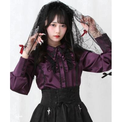 新品 アトリエピエロ ラッフルレースシャツ ロングシャツ ハイネック