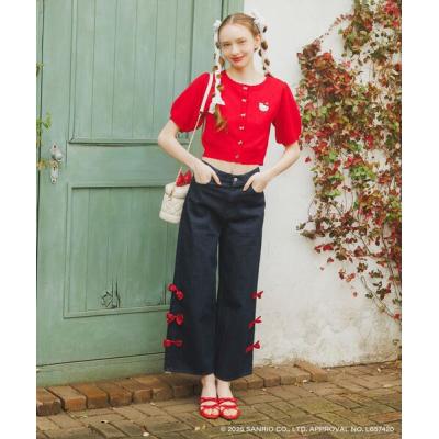サイドリボンデニムパンツ リボン(レディースジーンズ、デニム サイドリボンデニムパンツ リボン(レディースジーンズ、デニム