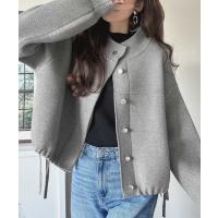 ブルゾン アウター シンプルで洗練されたデザインが魅力！サイドドロスト比翼ニットブルゾン レディース