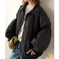 ブルゾン アウター 「JaVaジャバコラボ」大人カジュアルの主役。ダブルキルティング袖ドロスト中綿ジャケット レディース