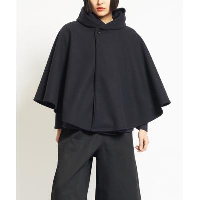 MKポンチョ フード付き フロントジップL/XL ブラックホワイト MKポンチョ フード付き フロントジップL/XL ブラックホワイト