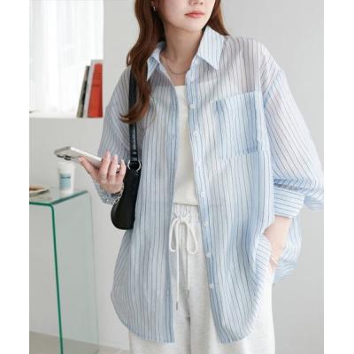 369】アナイ シアーストライプタイツキシャツ 白 38