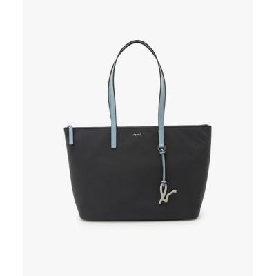 青いナイロン トートバッグ 牛革ロープ付き　持ち手　アニエスベージャパン 青いナイロン トートバッグ 牛革ロープ付き 持ち手 アニエスベー